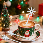 30pcs Snowflake Drink Stirrers Christmas Plastic Swizzle Sticks Beverage Winter Stir Sticks Reusable Coffee Cocktail Stirrers Bar Supplies for Cocktail Xmas Party Decor Winter Holiday Cocoa Bar