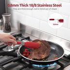 600ºF Heat Resistant Kitchen Tong: U-Taste 7 inch Silicone Cooking Tong with Firm Sealed Non Stick Rubber Tips & Silicon Coated 18/8 Stainless Steel Handle & Smooth Locking for Serving Salad (Red)