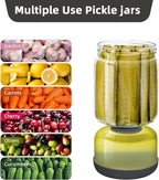 WhiteRhino Glass Pickle Jar with Strainer Flip,46oz longer Pickle Container,Hourglass Pickle Juice Separator Jar for Olives,Gherkins,Long cucumber or Sliced,Leakproof Dishwasher Safe