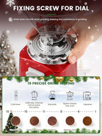 Huanyu Coffee Grinder Electric Adjustable Flat Burr Mill with 19 Precise Grind Setting 35OZ 36Cups Coffee Bean Grinding Machine Upgrade Automatic Point-action for Espresso French Press Red