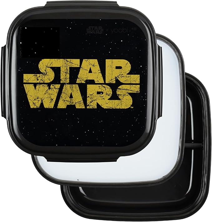 Yoobi – Star Wars X Classic Black Bento Box and Ice Pack or Kids & Tweens – 3 Compartment Lunch Box, Dishwasher & Microwave Safe – BPA & PVC Free, Leakproof