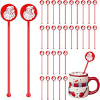 30 Pcs Christmas Drink Stirrers Xmas Stir Stick Holiday Coffee Swizzle Stick Reusable Plastic Hot Cocoa Bar Chocolate Decoration Cocktail Mixer(Santa Claus,Delicate Color)