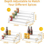 RCHYFEED Spice Rack Organizer for Cabinet,4 Tier Spice Organization for Cabinet Easy Visibility,Tierd Spice Rack Seasoning Organizer for Kitchen Countertop Pantry,Metal(White, 2Pack)