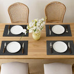 Placemats Set of 8, Bilayer Thickened Linen Place Mats Heat Resistant Machine Washable Wrinkle Free Carefully Selected Polyester Mats for Kitchen/Dining/Coffee Table (Charcoal Grey)