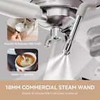 Gevi Espresso Machine with OPV, 20Bar Espresso Maker with Milk Frother Steam Wand, Dual Display, 58mm Portafilter, Stainless Steel Espresso Machines for Espresso/Latte/Cappuccino, White