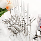 White Silver 24Pcs Flatware Set With Stand, Lightweight Dinnerware Set Stainless Steel Cutlery With White handles For Home Kitchen Wedding Party And Daily Use,Service For 6, Mirror Polish