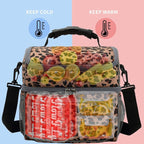 FlowFly Double Layer Cooler Insulated Lunch Bag Adult Lunch Box Large Tote Bag for Men, Women, With Adjustable Strap,Front Pocket and Dual Large Mesh Side Pockets