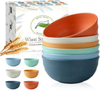 Wheat Straw Bowls Set of 6/12, Unbreakable Lightweight Bowls Set - Microwave & Dishwasher Safe, Reusable for Serving Soup, Oatmeal, Ramen & Salad (6, 60 oz)
