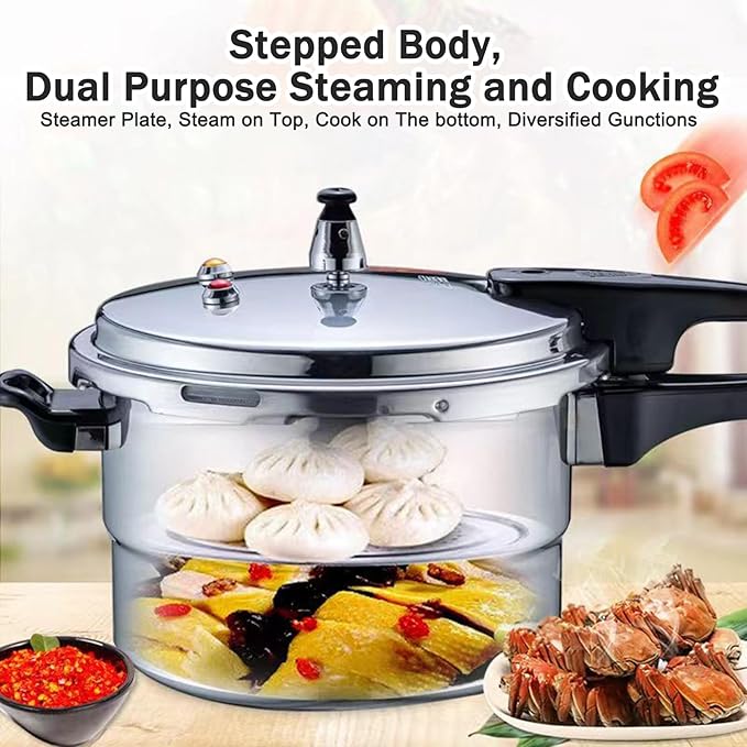 Pressure Cooker, Non-Stick 5-Quart Pressure Cookers With Steamed Layer Aluminum Alloy Superabrasive Gas Cooktop and Induction Cooker Dual-Use for Fast Cooking for 3-5 people