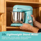 Kitchen in the Box Stand Mixer, 3.5 QT Small Kitchen Electric Stand Mixers, 10-Speed Portable Lightweight Dough Mixer for Daily Use with Egg Whisk, Dough Hook, Beater (Blue)