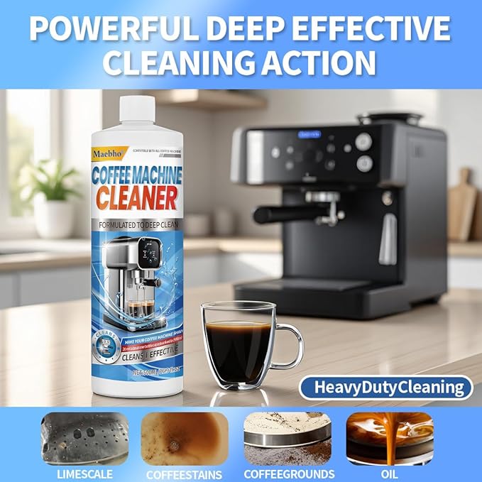 Coffee Machine Descaling Solution 16.9 oz (4 Uses)– Universal Descaler Cleaner Compatible with Keurig,Nespresso,Breville,Delonghi, Ninja - Espresso Coffee Maker Cleaning Solution