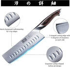 7 Inch Nakiri Knife, Japanese High Carbon Stainless Steel Chef Knife, Multipurpose Meat Vegetable Sharp Kitchen Knife with Ergonomic Pakkawood Handle