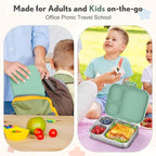 Stainless Steel Bento Box Kids, Leak Proof Metal Bento Lunch Box,3 Compartments 304 Stainless Steel Bento Lunch Containers for School and Office,Dishwasher Safe, BPA-Free(Green)