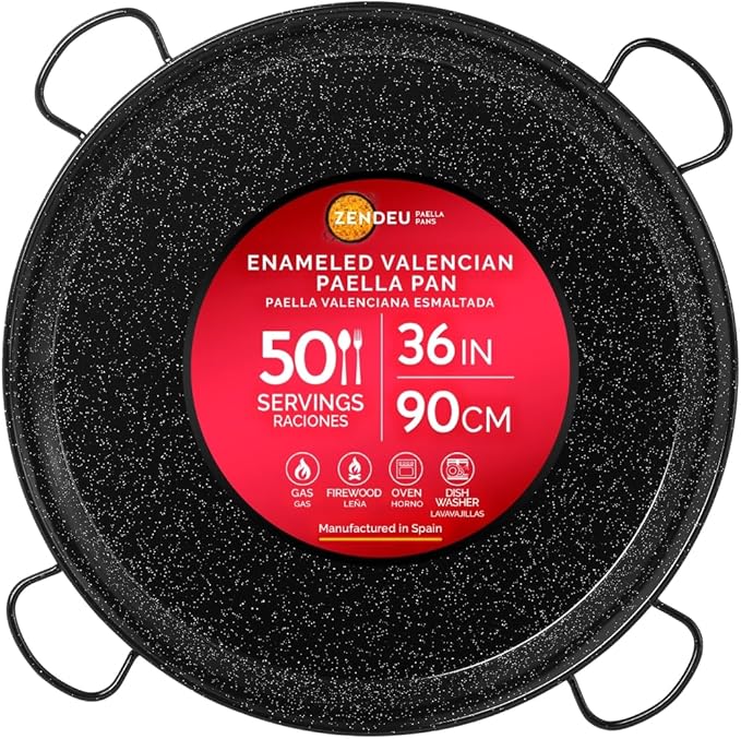 Enameled Paella Pan (Carbon Steel, 36 in - 90 cm (50 Servings))