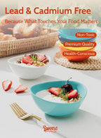 Sweese Porcelain Bowls Set - 5 Inch, 10 oz, Assorted Colors, Set of 6, Microwave Dishwasher Safe for Desserts, Soups