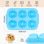 Mini Fluted Tube Cake Pans for Baking with Metal Reinforced Frame, 2Pcs Silicone 6-Cavity Mini Flan Molds, Nonstick Baking Mold for Cupcake, Brownie, Donuts, Cornbread, Jello