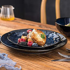vicrays Ceramic Dessert Salad Plates, 8 Inch, Set of 4, Round, Microwave, Oven, and Dishwasher Safe, Scratch Resistant, Porcelain Fluted Suitable for Snacks, Appetizer, Home, Restaurant (Blue)