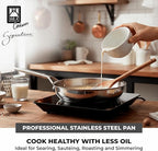 BRA COOKWARE Signature Frying Pan | 10.2 inches Professional Skillet | Stainless Steel Frypan | All Stovetop Compatible - Full Induction Skillet | PFOA Free | w/o Non-Stick Coating | Polished Finish