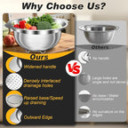 Colander, Stainless Steel Colander for Kitchen, 3Pcs Kitchen Gadget Food Strainer Basket with Handle, Kitchen Strainer Colanders Bowl for Pasta Noodles Spaghetti Vegetables Fruit (2QT, 3QT, 5QT)