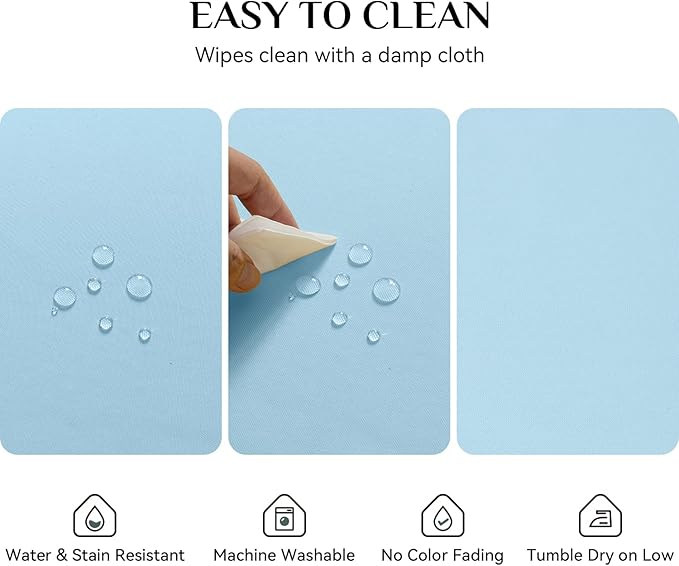 Softalker Rectangle Tablecloth, Waterproof & Stain Resistant Table Cloths Wrinkle Free Fabric Washable 210GSM Polyester Table Cover for Spring/Party/Outdoor - 90 x 156 inch,Baby Blue