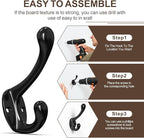 Coat Hooks, 16 Pack Black Metal Heavy Duty Screw-in Wall Hooks for Closet, Backpack, Bag, Clothes - Mounted Door Hooks for Classroom, Cubby Organization