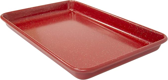 casaWare 9.75 x 6.62 x 0.75-Inch (Exterior) Toaster Oven Ultimate Series Commercial Weight Ceramic Non-Stick Coating Baking Pan (Red Granite)