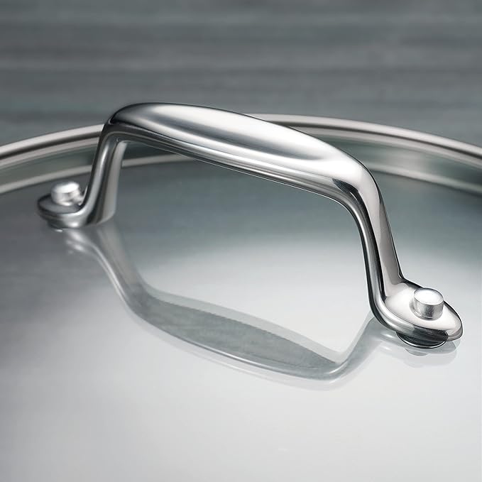 Tramontina Tri-Ply Clad Stainless Steel 6-Quart Saute Pan with Glass Lid, Induction-Ready Cooking Pan, Dishwasher-Safe, NSF-Certified