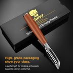 Premium I Type 304 Stainless Steel Multifunctional Kitchen Peeler Real Wood Handle Ultra Sharp Blade Vegetable Potato Apple(Aosuan)