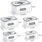 5 Pack Large Fruit Storage Containers for Fridge with vent holes and handle，Airtight Food Storage Containers Keep Fruits, Vegetables, Berry, Meat Fresh longer,BPA-free Fridge Storage Container