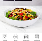 TP Melamine Salad Bowl with Utensils, 12-Inch Large Serving Bowl for Fruits Snacks Pasta, White