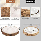 Serving Tray and Serving Dishes, RANDEFURN 7-Set Gold Platters for Parties,15.5 x 15.5 inches, Divided Serving Trays & Platters, Portable Handle,Gold