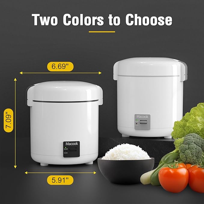 Mini Rice Cooker 1-1.5 Cups Uncooked(3 Cups Cooked), Rice Cooker Small with Bento Box, Removable Nonstick Pot, One Touch&Keep Warm Function, Portable Cooker for Soup Grain Oatmeal Veggie, Black