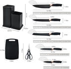 Cooking Utensils Set,19 Kitchen Set Utensils Set with 11 Pieces Spatula Cooking Utensils,Heat Resistant Silicone Utensils 6 Piece Sharp Knife Set 2 Pieces Utensil Cutting Board (Black 19 PCS Set)
