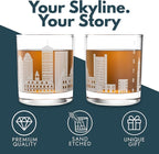 Greenline Goods – Boston, MA Skyline Whiskey Glasses (Set of 2), 10 oz – Rocks/Old Fashioned Tumblers