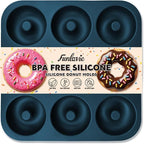 Large Silicone Donut Pan for Baking, 9 Cavity Non-Stick Food Grade Silicone Donut Molds, Doughnut Pan and Bagel Pans for Baking & Kitchen, BPA Free 11.2 x 11.1 Inches, Dishwasher Safe - Blue