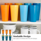 US Acrylic Newport 32 ounce Unbreakable Plastic Stackable Iced-Tea Tumblers in 4 Sunrise Colors | Set of 12 Drinking Cups | Reusable, BPA-free, Made in the USA, Top-rack Dishwasher and Microwave Safe