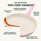 GreenPan Rio Healthy Ceramic Nonstick 16 Piece Cookware Pots and Pans Set, PFAS-Free, Dishwasher Safe, Pink