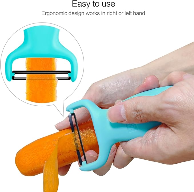 Potato Peeler, Vegetable Peelers for Kitchen, Carbon Steel Peeler 3-Pack Grey/Blue/Black