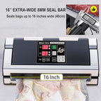 MAGIC SEAL 16-Inch Nozzle Vacuum Sealer for Food Storage - Works with Mylar & Smooth/Non-Textured Bags, No Textured Bags Needed, 250W, 8mm Extra-Wide Seal, 2X Suction Pump - MS180
