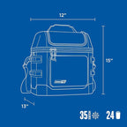 Coleman Pro 24-Can Premium Soft Cooler Lunchbox, Fully Insulated Lid & Body Stays Cold up to 35 Hours, Great for Camping, Tailgating, Parties, Sports, Concerts, Lunches & More