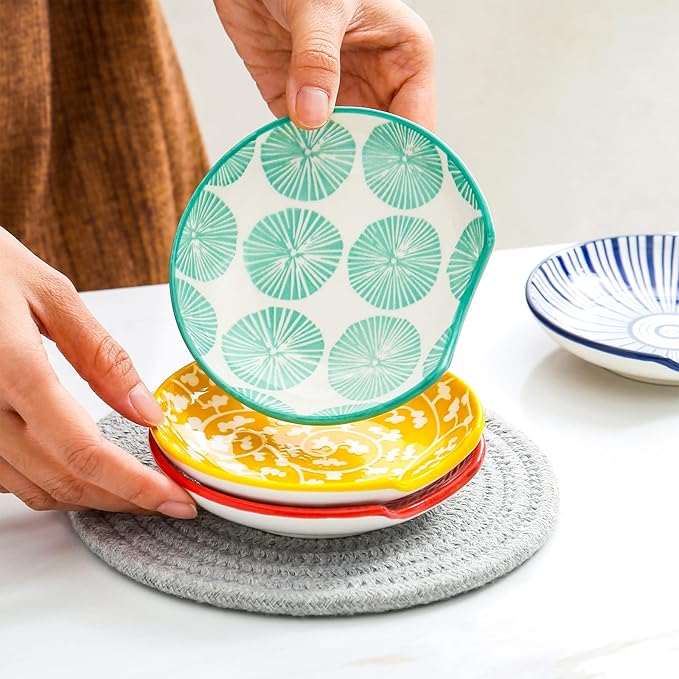 KitchenTour Ceramic Spoon Rest, 4.7 inch Coffee Spoon Holder for Kitchen Counter, Spoon Rest for Stove Top, Cooking Utensil Rest Holder for Ladle, Spatula, Set of 4