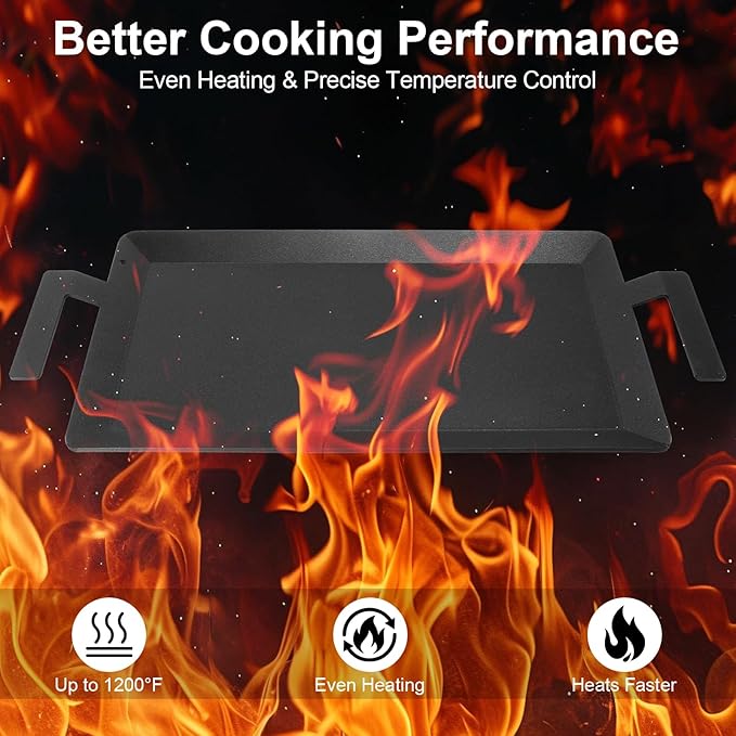 Carbon Steel Griddle - Professional Cookware Griddle Pan for Induction, Stove Top, Gas Grill, Cooktop, Electric and more, 24" x 10" NonStick Flat Top Griddle Plate Skillet, Indoor/Outdoor Use