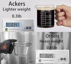 Ackers Etched Graduated Glass Measuring Cup - [Insulated Handle | V-Shaped Spout] - High Borosilicate Glass Measuring Cup for Kitchen or Dining, Easy to Read, 250ml (8oz, 1 Cup)