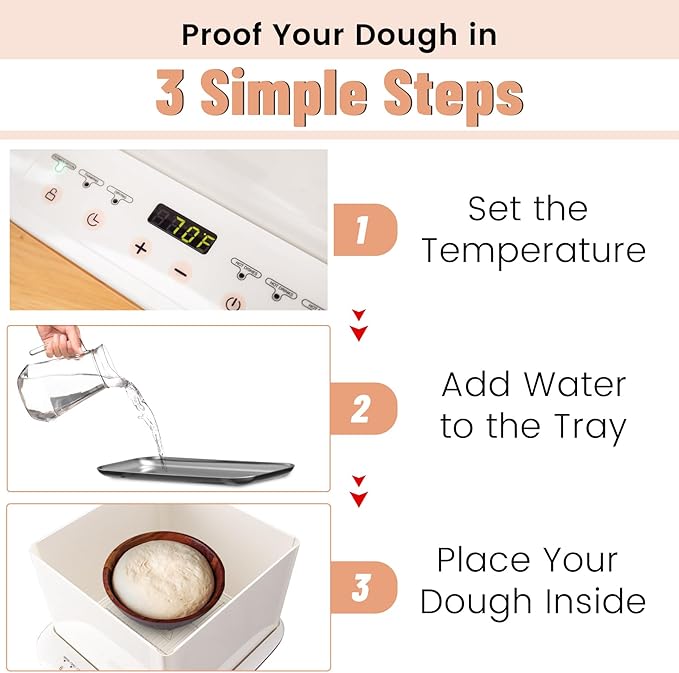 Folding Proofer Bread Proofing Box with 0-120℉ Temp Control & 1–9H Timer Slow Cooker Bread Pizza Dough Proofing Box Sourdough Starter Warmer Kit for Home Bread & Pizza Cooking