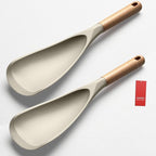 VOVOLY Cooking Spoon for Nonstick Cookingwares, Silicone Spoon Spoon for Mixing, Scoop, and Scrape, 11.4" -2 pack, Khaki
