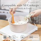 ESLITE LIFE Nonstick Cookware Sets with Detachable Handle,Ceramic Coating Pots and Pans Set Kitchen Cooking Set, Compatible with All Stovetops, PTFE & PFOA Free, White, 10 Pcs Set