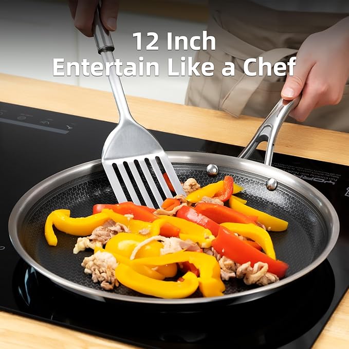 DELUXE Hybrid Ceramic Nonstick Griddle Pan,12-Inch,Stay-Cool Handle,Dishwasher&Oven Safe,Induction-Ready,PFOA Free Compatible with All Cooktops