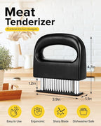 Meat Tenderizer Tool, 48 Stainless Steel Ultra Sharp Needle Blades Meat Tenderizer Stapler for Tenderizing Steak/Beef/Pork/Turkey/Fish/Poultry/Veal Marinade,Black