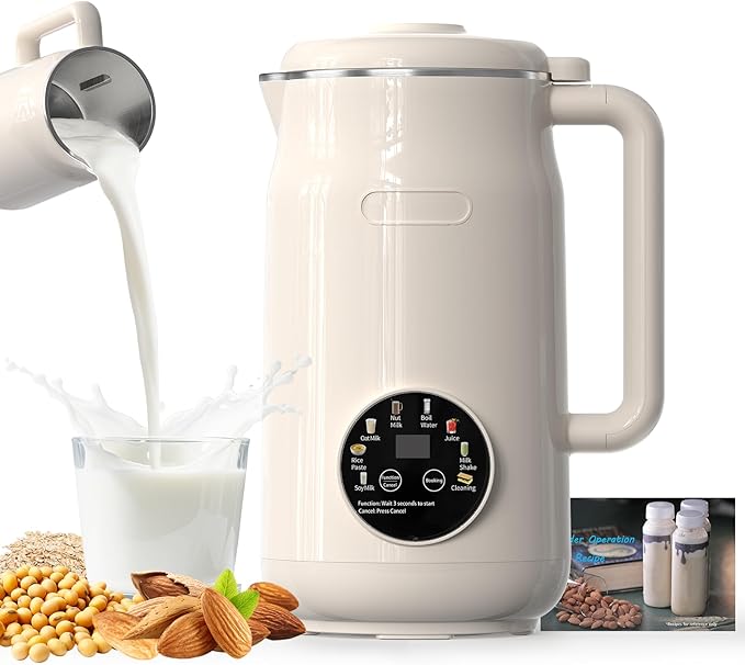 8 in 1 Nut Milk Maker Machine, 50Oz/1.5L Automatic Soy Milk Maker, 10 Blades Blender for Smoothies, Oat, Almond, Juice, Baby Food, with 12H Delay Start, Keep Warm, Boil Water, Self Cleaning