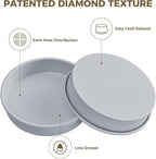 HONGBAKE 9 Inch Round Cake Pan Set of 2, Nonstick Ceramic Coating Cake Molds with Diamond Texture, Aluminized Steel Cake Pans Sets for Baking & Cheesecake, Heavy Duty & Non-Toxic (Gray, 2PCS)